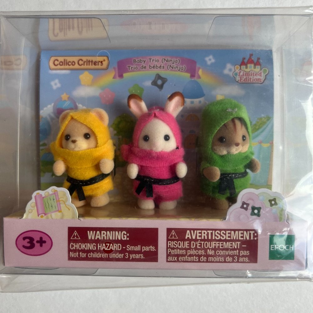 Calico Critters Baby NINJA Limited Edition 35th Anniversary Sylvania Set of 3 - Picture 8 of 8